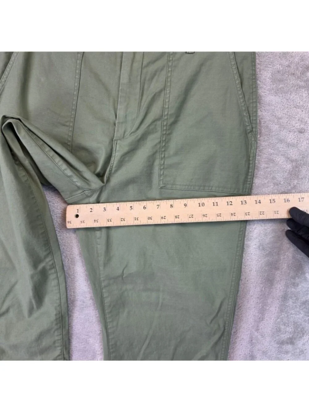 Uniqlo Chino Pants Womens 12 Green Twill Tapered Ankle Pockets Stretch Casual